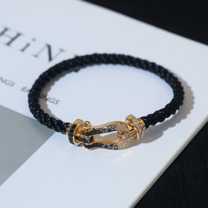 [⭐Renara]FORCE LARGE HORSESHOE BLACK WHITE DIAMOND BRACELET ROSE GOLD