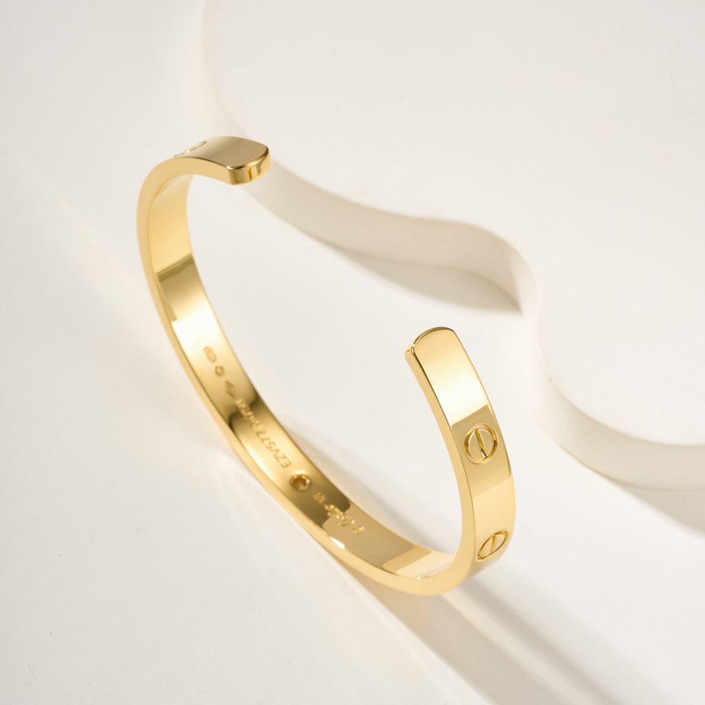 [⭐Renara]LOVE BRACELET 6.1MM 1 DIAMOND OPEN CUFF