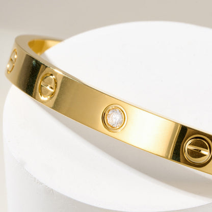[⭐Renara]LOVE BRACELET 6.1MM 1 DIAMOND OPEN CUFF