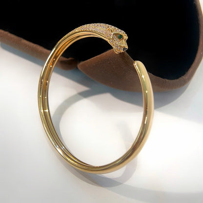[⭐Renara]PANTHERE HALF DIAMOND OPEN BRACELET