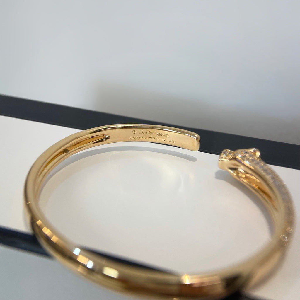 [⭐Renara]PANTHERE HALF DIAMOND OPEN BRACELET