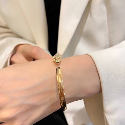 [⭐Renara]PANTHERE HALF DIAMOND OPEN BRACELET