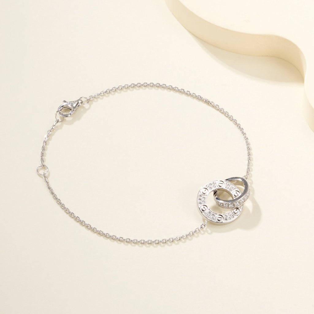[⭐Renara]LOVE DOUBLE RING FULL DIAMOND BRACELET