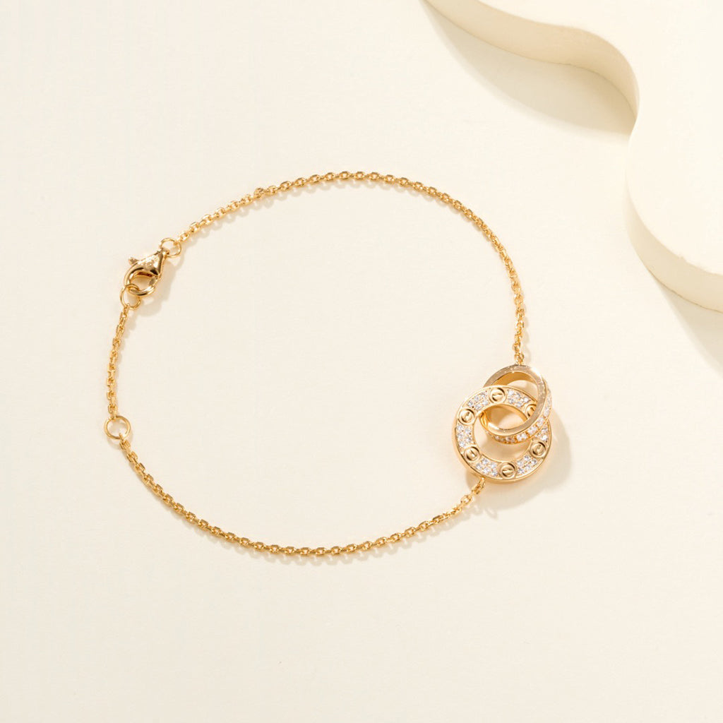 [⭐Renara]LOVE DOUBLE RING FULL DIAMOND BRACELET