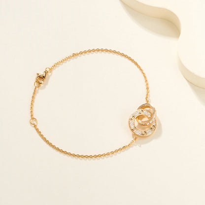 [⭐Renara]LOVE DOUBLE RING FULL DIAMOND BRACELET