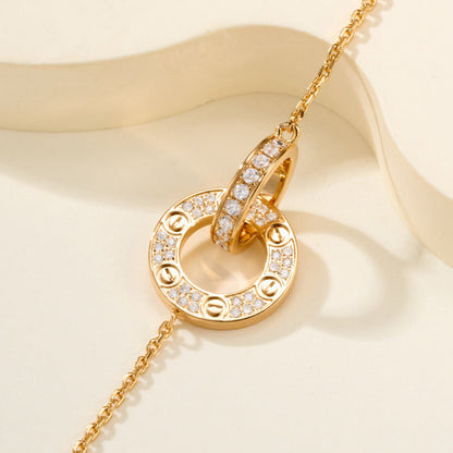 [⭐Renara]LOVE DOUBLE RING FULL DIAMOND BRACELET