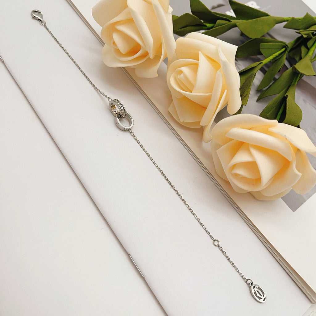[⭐Renara]LOVE DOUBLE RING HALF DIAMOND BRACELET