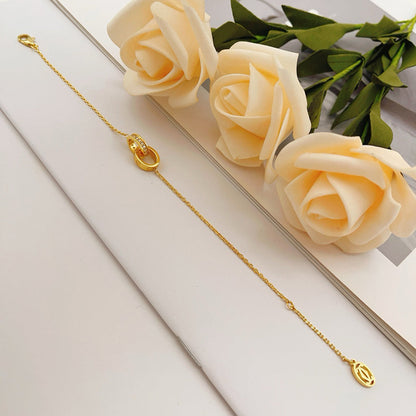 [⭐Renara]LOVE DOUBLE RING HALF DIAMOND BRACELET