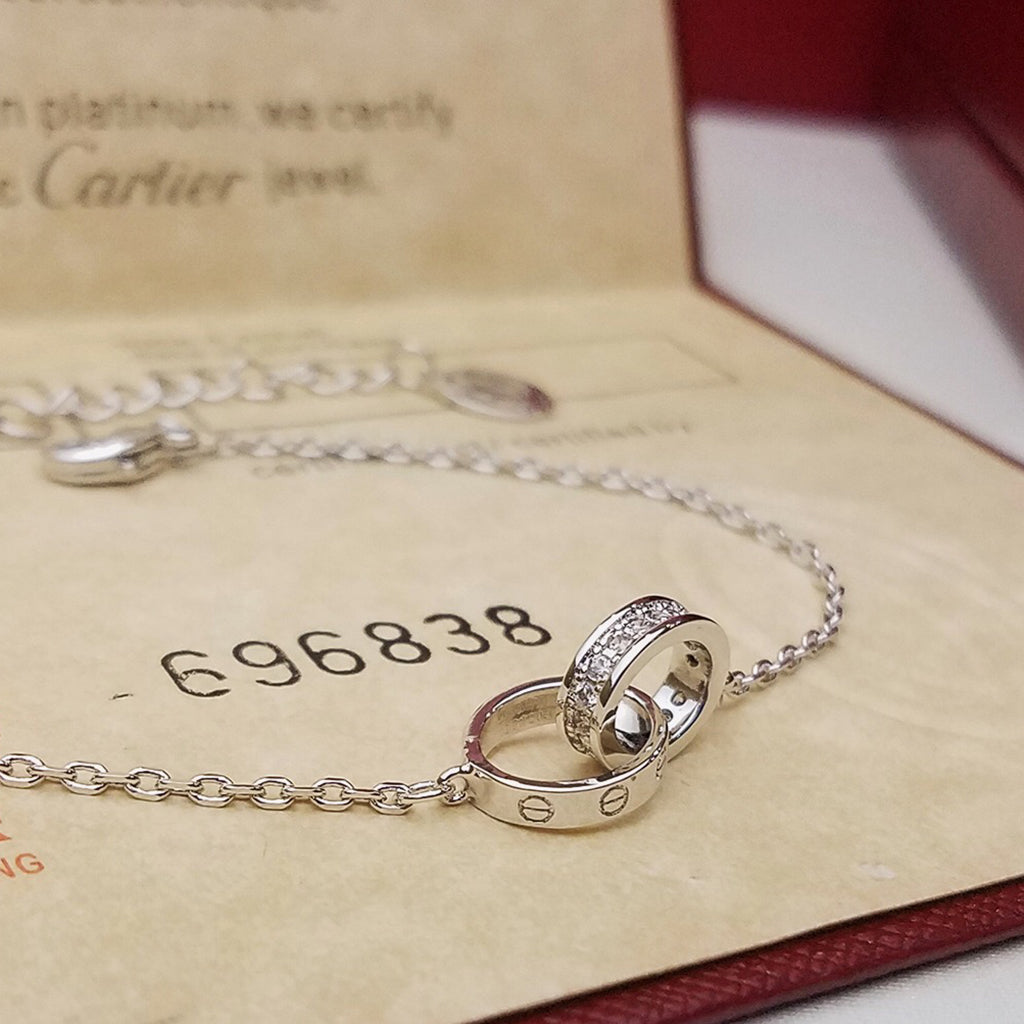 [⭐Renara]LOVE DOUBLE RING HALF DIAMOND BRACELET