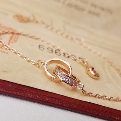 [⭐Renara]LOVE DOUBLE RING HALF DIAMOND BRACELET