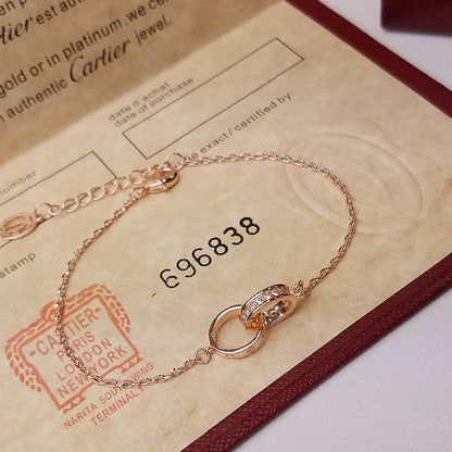 [⭐Renara]LOVE DOUBLE RING HALF DIAMOND BRACELET
