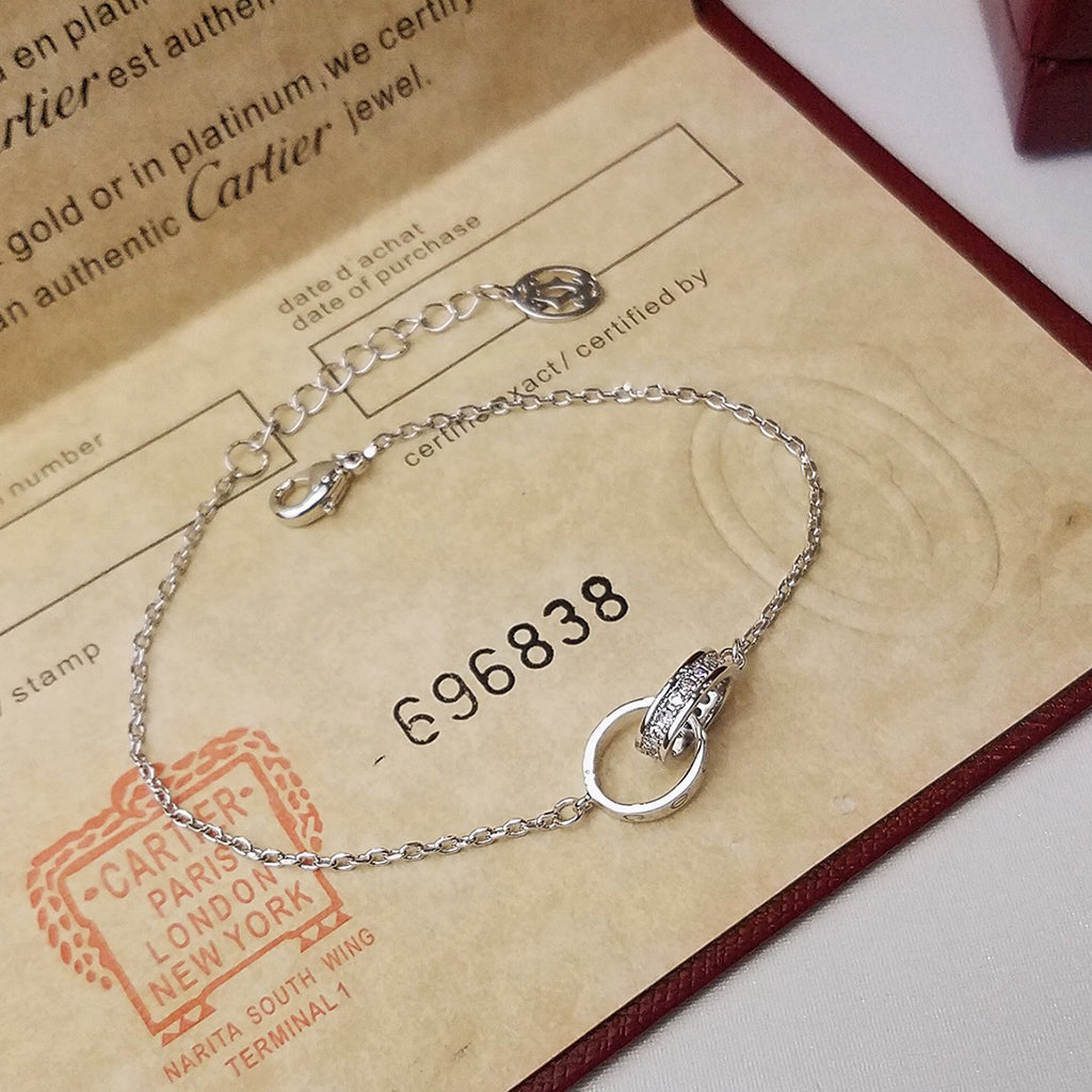[⭐Renara]LOVE DOUBLE RING HALF DIAMOND BRACELET