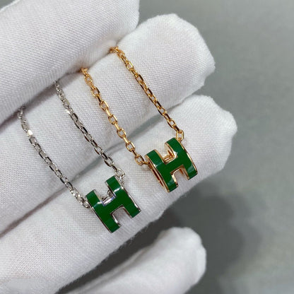 [⭐Renara]POP H GREEN NECKLACE SILVER AND GOLD