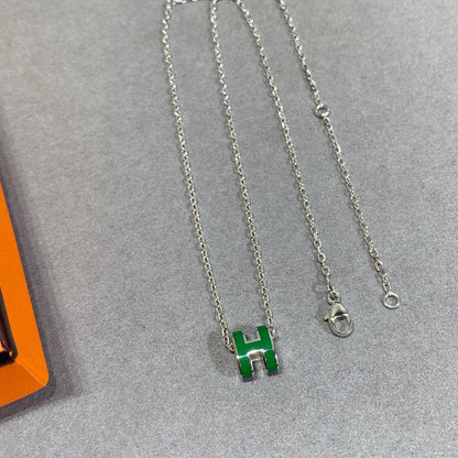 [⭐Renara]POP H GREEN NECKLACE SILVER AND GOLD