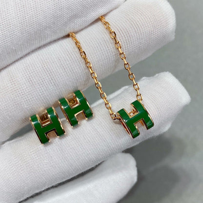 [⭐Renara]POP H GREEN NECKLACE SILVER AND GOLD