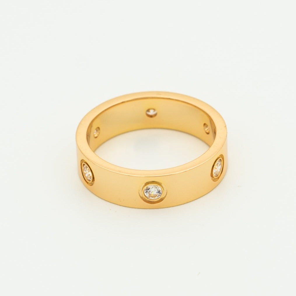 [⭐Renara]LOVE RING 5.5MM 6 DIAMONDS PINK GOLD