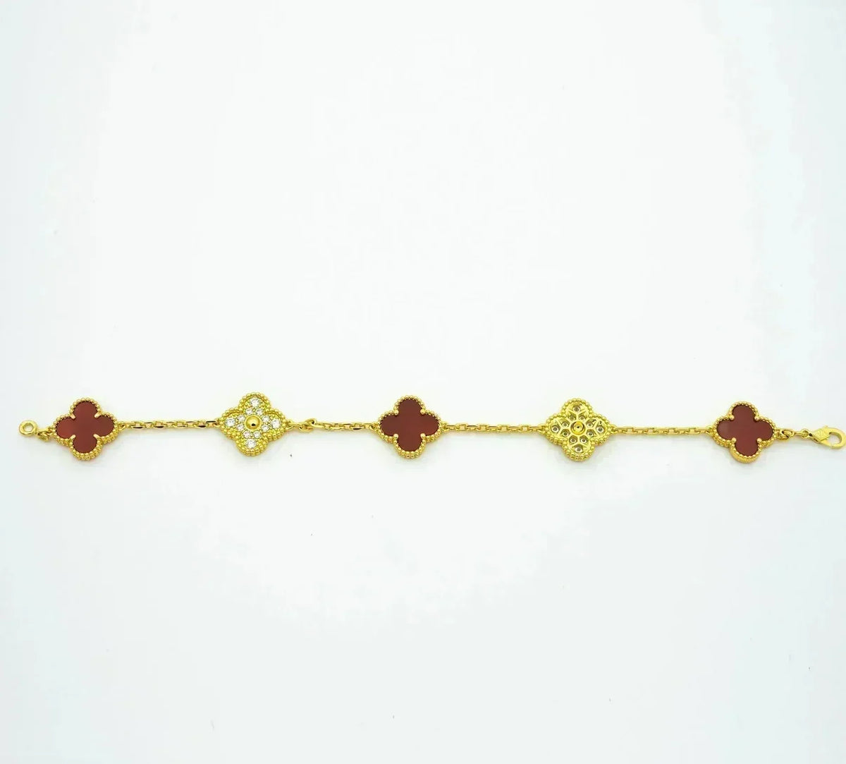 [⭐Renara] CLOVER 5 MOTIF RED CORNELIAN BRACELET COLLECTION