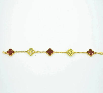 [⭐Renara] CLOVER 5 MOTIF RED CORNELIAN BRACELET COLLECTION