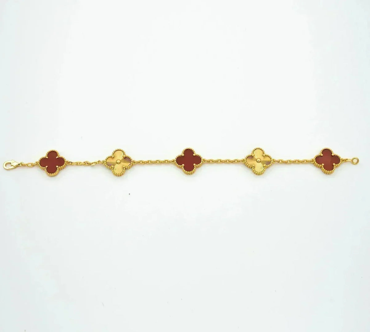 [⭐Renara] CLOVER 5 MOTIF RED CORNELIAN BRACELET COLLECTION