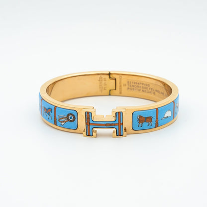 [⭐Renara]H PINK GOLD BRACELET BLUE CERAMIC