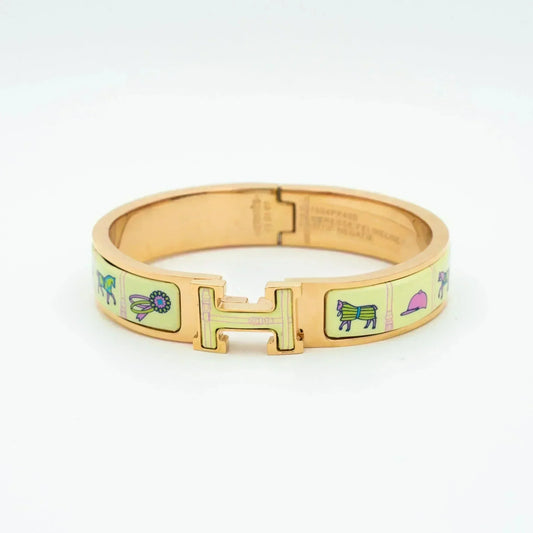 [⭐Renara]H PINK GOLD BRACELET CREAM CERAMIC