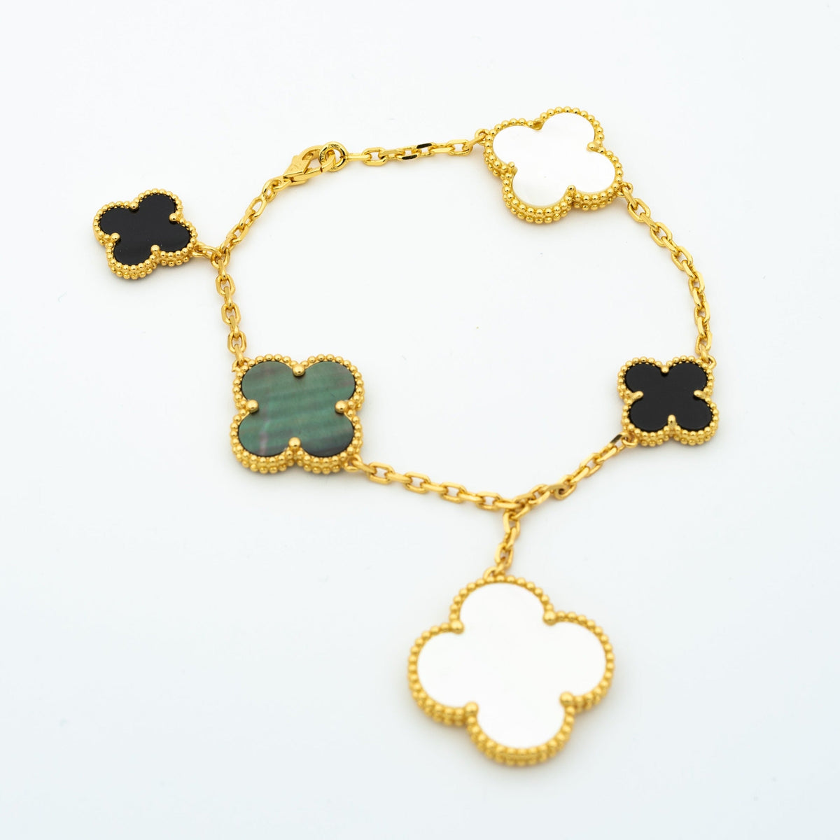 [⭐Renara]CLOVER BRACELET 5 MOTIFS ONYX MOP