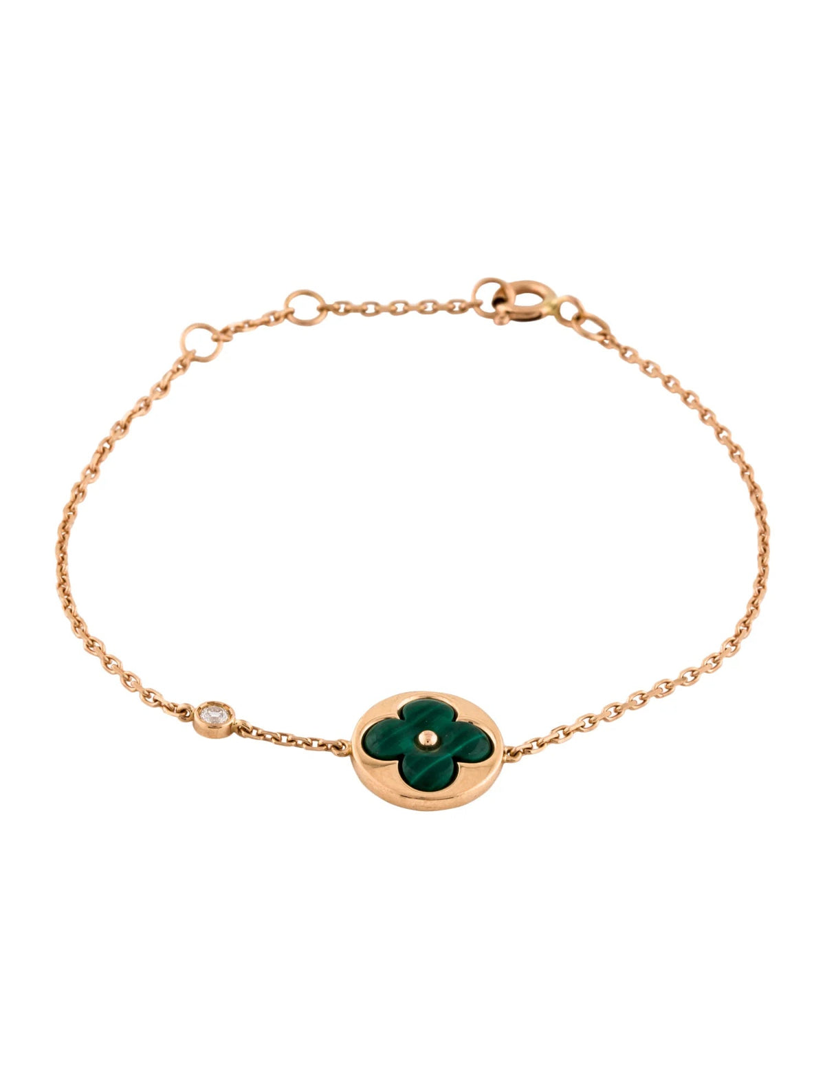 [⭐Renara]SUN MALACHITE 1 DIAMOND PINK GOLD BRACELET
