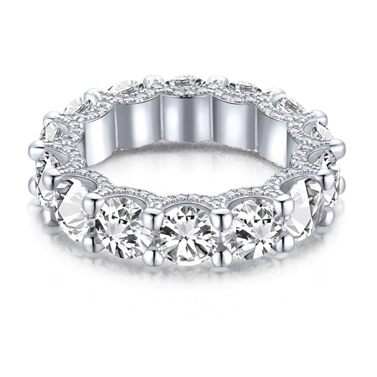 [Lucky Jewelry]Gorgeous Round Cut Tennis Ring