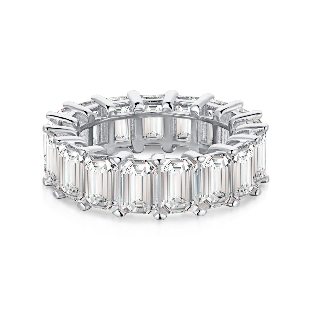 [Lucky Jewelry]0.75 Carat Elegant Emerald Cut Tennis Ring