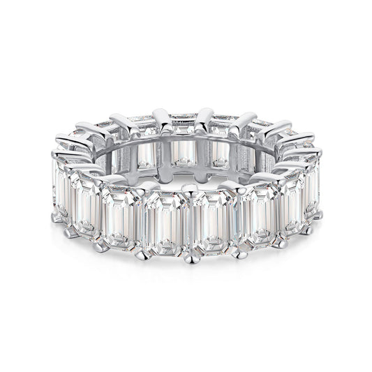 [Lucky Jewelry]0.75 Carat Elegant Emerald Cut Tennis Ring