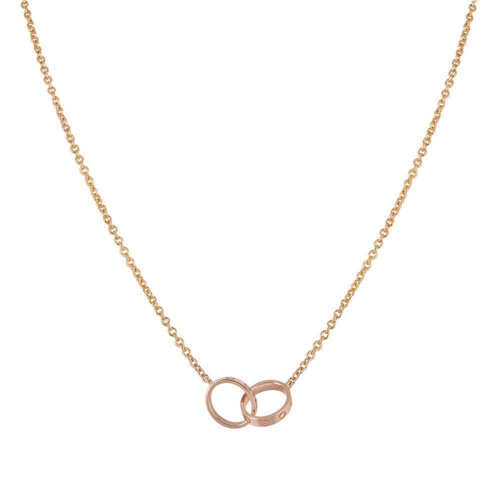[⭐Renara]LOVE NECKLACE DOUBLE RING PINK GOLD