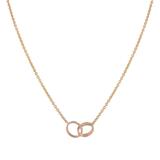 [⭐Renara]LOVE NECKLACE DOUBLE RING PINK GOLD