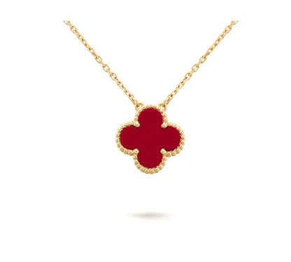 [⭐Renara]CLOVER 15MM CARNELIAN SINGLE FLOWER NECKLACE