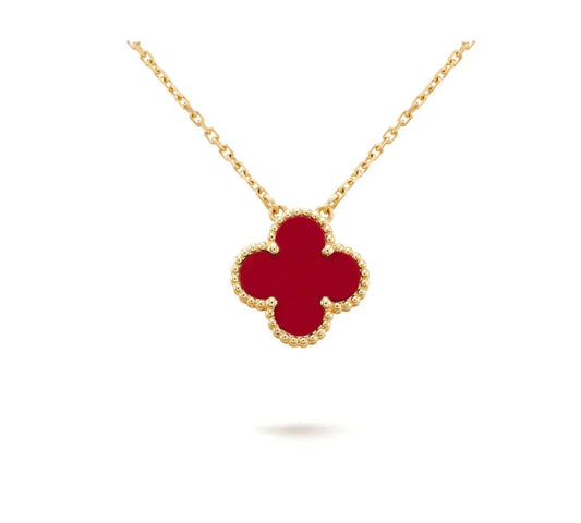 [⭐Renara]CLOVER 15MM CARNELIAN SINGLE FLOWER NECKLACE