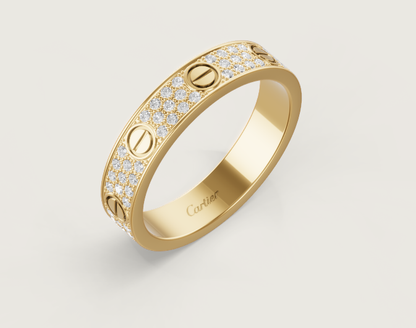 [⭐Renara]LOVE RING 4mm-wide full-diamond ring GOLD
