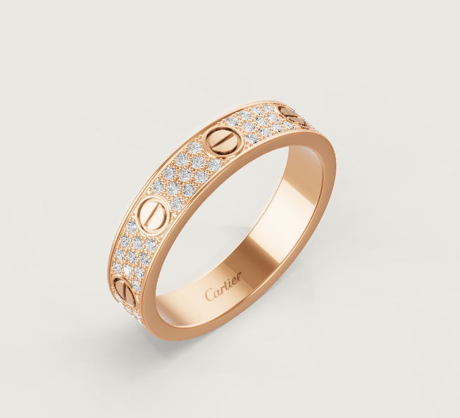 [⭐Renara]LOVE RING 4mm-wide full-diamond ring Rose Gold