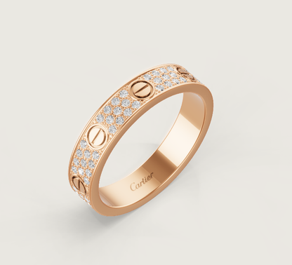 [⭐Renara]LOVE RING 4mm-wide full-diamond ring Rose Gold