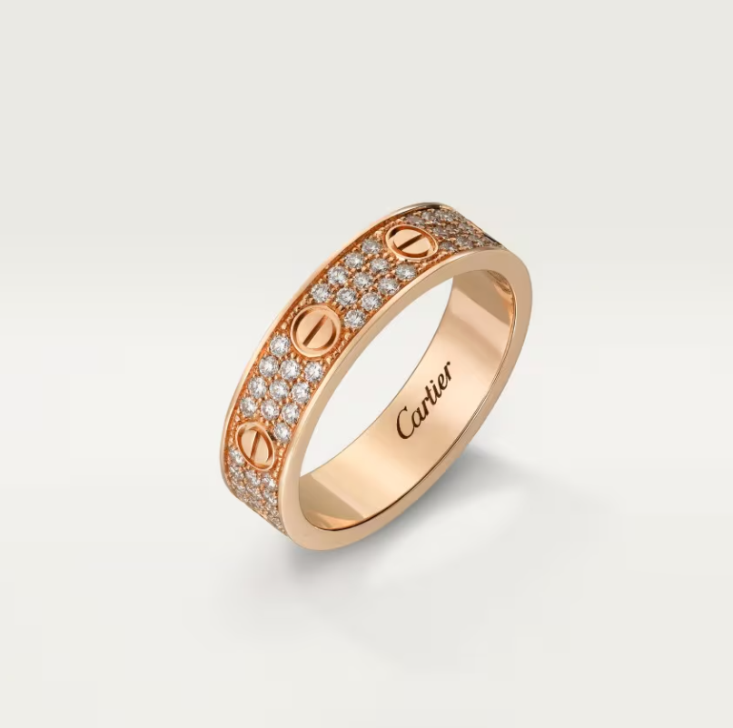 [⭐Renara]LOVE RING 4mm-wide full-diamond ring Rose Gold