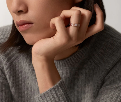 [⭐Renara]LOVE RING 4mm-wide full-diamond ring Rose Gold