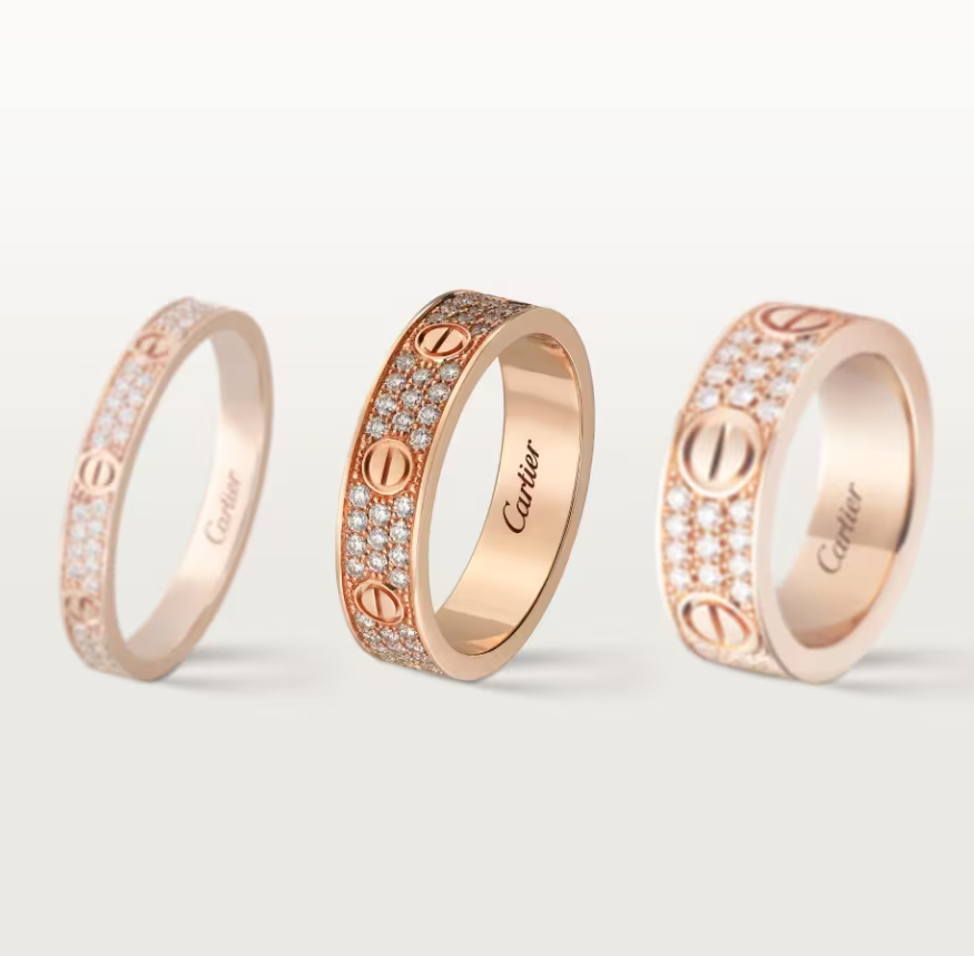 [⭐Renara]LOVE RING 4mm-wide full-diamond ring Rose Gold