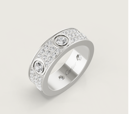[⭐Renara]LOVE RING 6.5MM Full Diamond, 6 Major Diamonds Silver