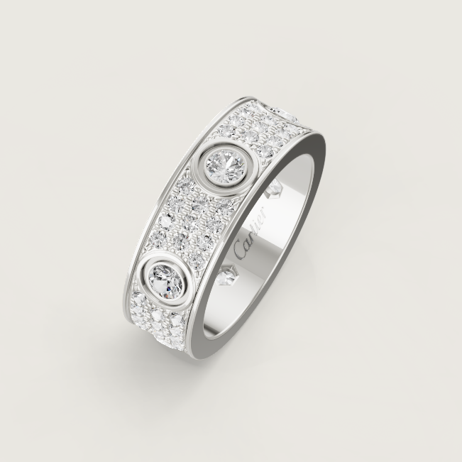 [⭐Renara]LOVE RING 6.5MM Full Diamond, 6 Major Diamonds Silver