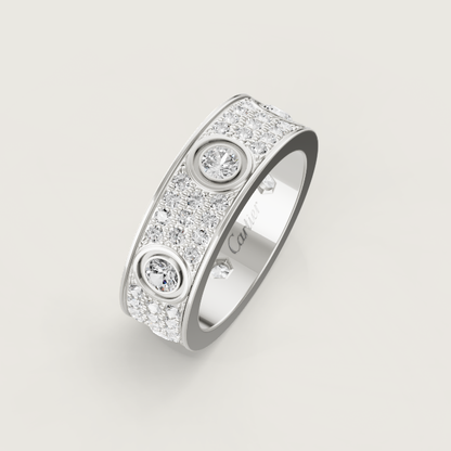 [⭐Renara]LOVE RING 6.5MM Full Diamond, 6 Major Diamonds Silver
