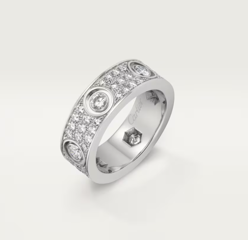 [⭐Renara]LOVE RING 6.5MM Full Diamond, 6 Major Diamonds Silver