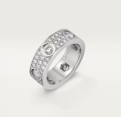 [⭐Renara]LOVE RING 6.5MM Full Diamond, 6 Major Diamonds Silver