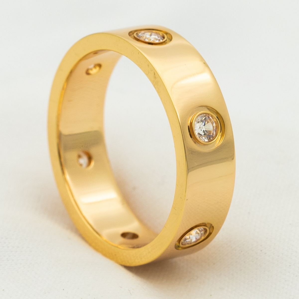 [⭐Renara]LOVE RING 5.5MM 6 DIAMONDS PINK GOLD