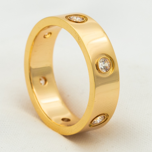 [⭐Renara]LOVE RING 5.5MM 6 DIAMONDS PINK GOLD