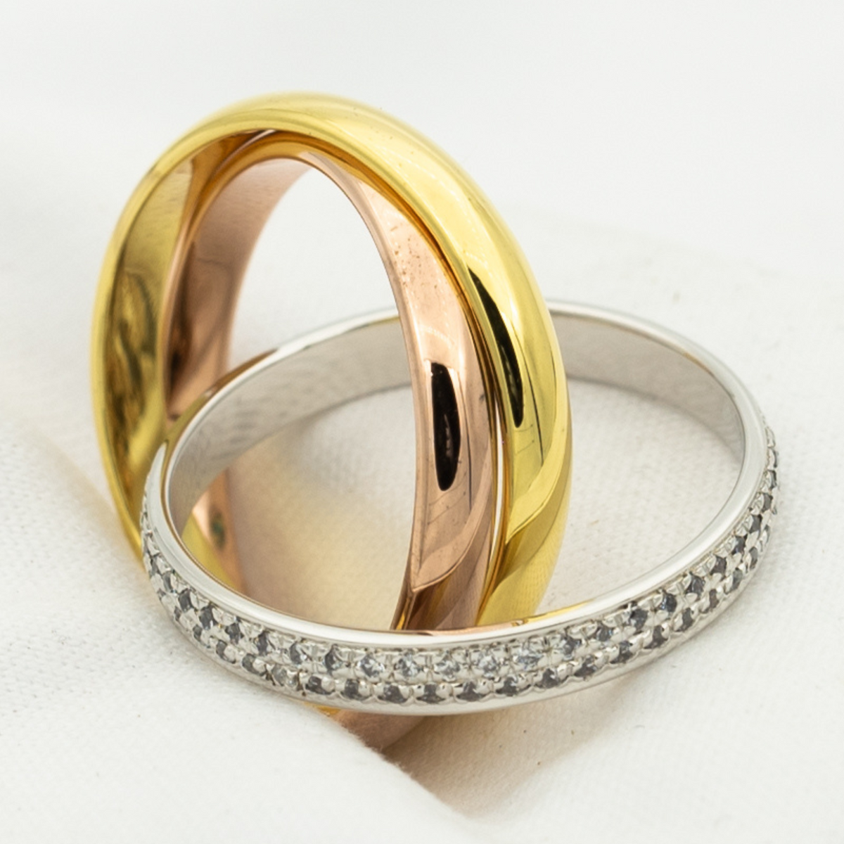 [⭐Renara Jewelry]TRINITY RING GOLD PINK GOLD SILVER DIAMONDS