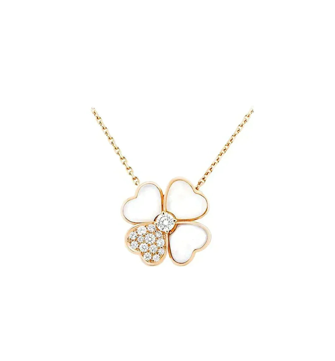 [⭐Renara]CLOVER MOP DIAMOND ROSE GOLD NECKLACE