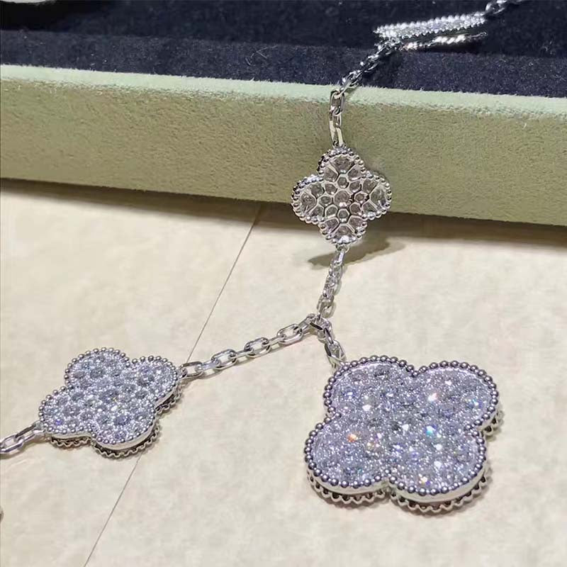 [⭐Renara]CLOVER 6 MOTIFS SILVER DIAMOND BRACELET
